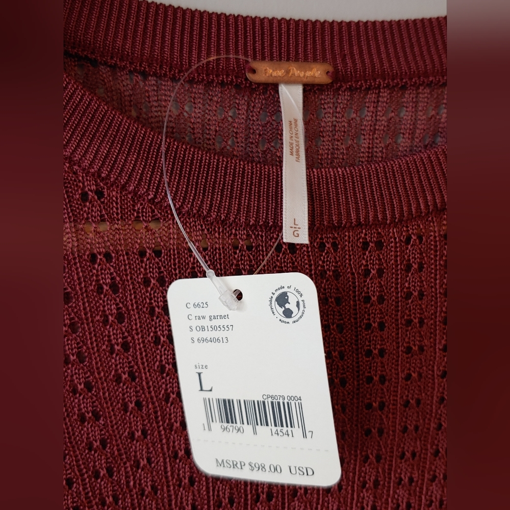 Free People H20 Crew Pullover in Raw Garnet Size Large - Picture 8 of 10